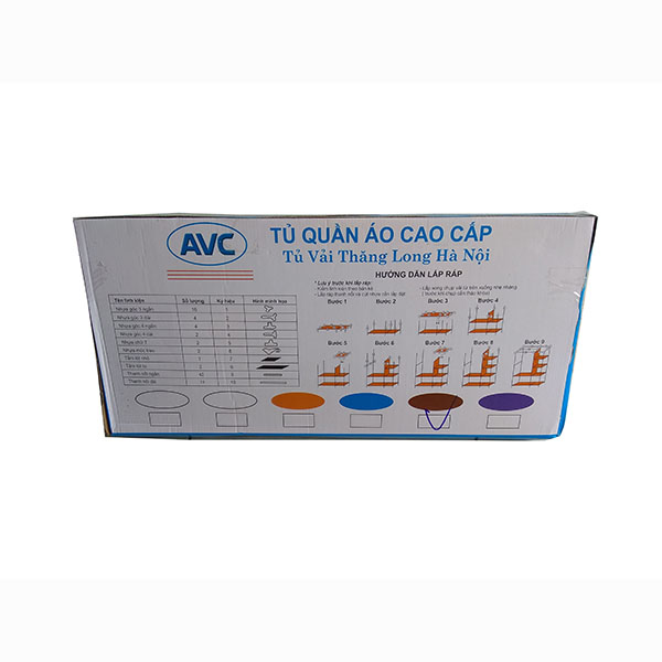 Tủ vải quần áo AVC 2 buồng 6 ngăn, khung sắt sơn tĩnh điện, khách được chọn màu