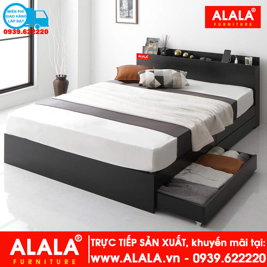 Giường ngủ ALALA43 (1m8x2m) gỗ HMR chống nước - www.ALALA.vn® - Za.lo: 0939.622220