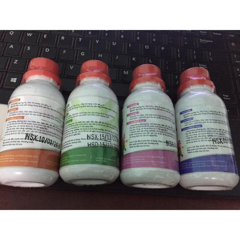 Combo 4 lọ phân hữu cơ ViF -ONE-MIX-SUP-FLOWER chăm sóc cây cảnh hoa lan mỗi loại 100ml