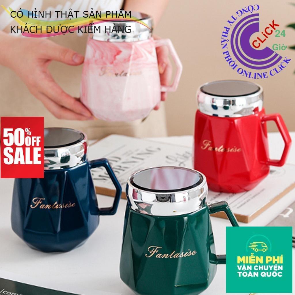 Cốc Sứ Giữ Nhiệt Hàng Đẹp Loại Cao Cấp - Ly Uống Nước Bằng Gốm Có Nắp Soi Gương Bền Đẹp Khó Vỡ - Hàng Cao Cấp