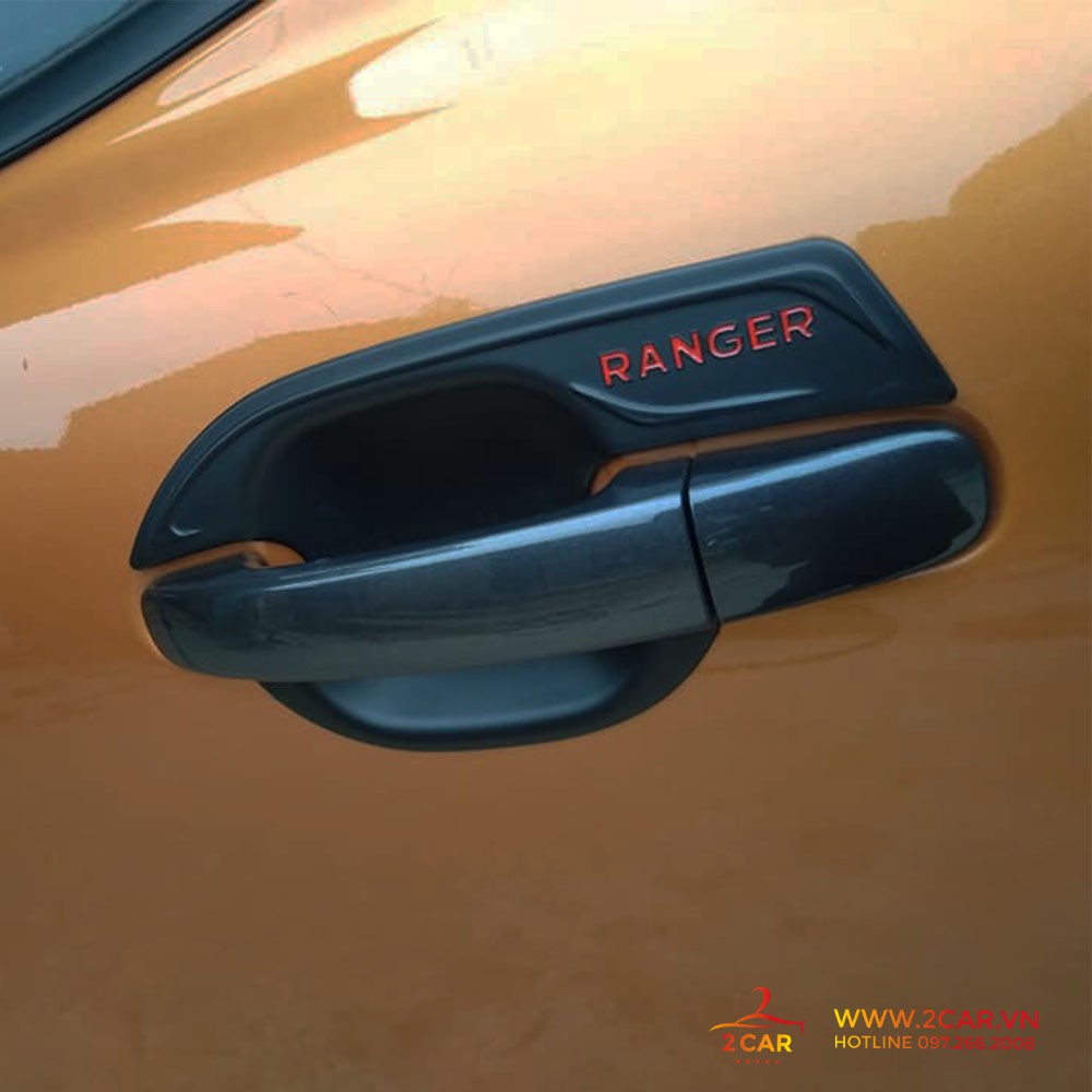 Ốp tay nắm cửa, hõm cửa, ốp đèn pha, đèn hậu, nắp xăng, tay mở cốp đen Ford Ranger 2014 - 2022- nhựa đen cao cấp