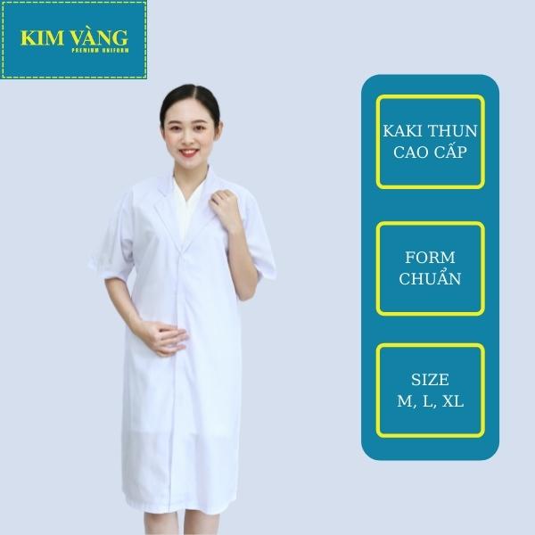 [KIM VÀNG] Áo Blouse bác sĩ, áo dược sĩ, đồng phục bệnh viện tay ngắn chất liệu Kaki thun - Mẫu 08