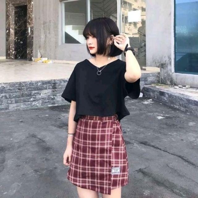 Áo thun croptop form rộng cổ tim