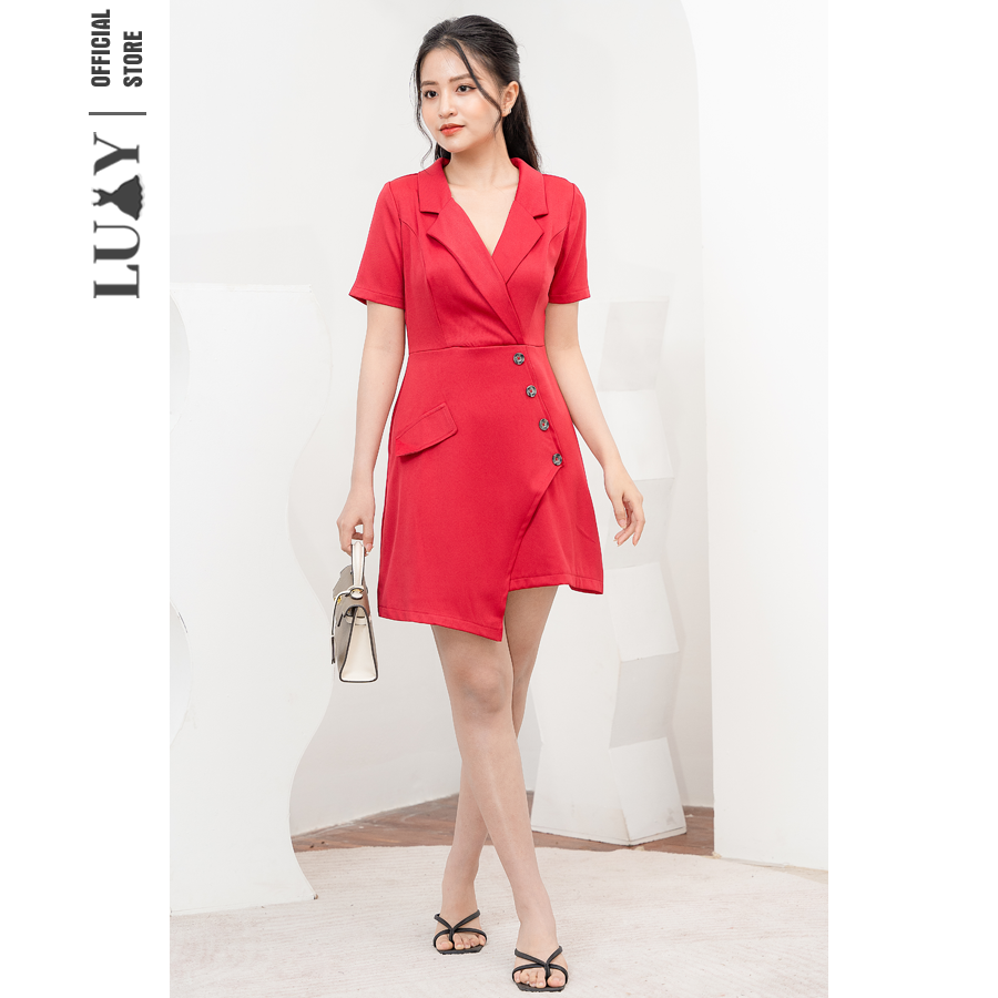 Váy dáng vest ôm cúc chéo LUXY V129 đủ size từ 42kg - 65kg