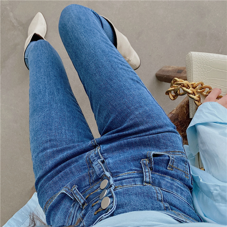 Quần Jeans nữ khuy cạp cao Quảng Châu cao cấp