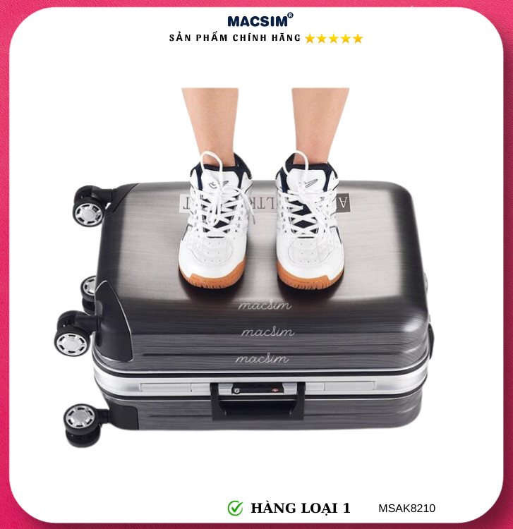 Vali cao cấp Macsim Aksen hàng loại 1 MSAK8210 cỡ 20inch- màu bạc