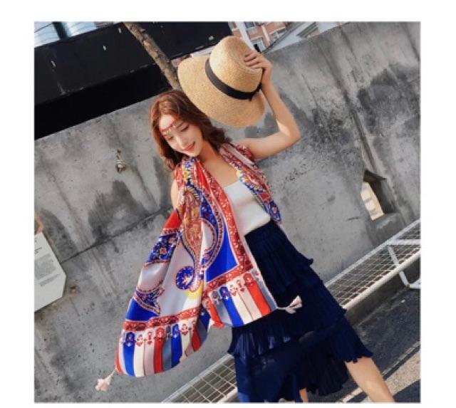 Khăn choàng du lịch biển khăn choàng boho in hoạ tiết thổ cẩm