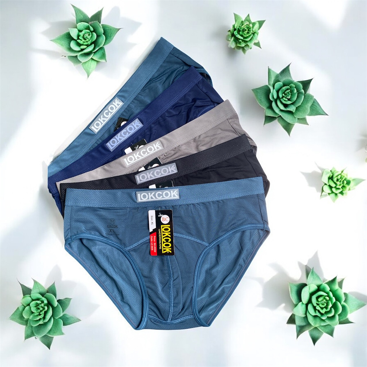 Combo 5 Quần Lót Nam Thun Lạnh Thông Hơi Trơn LokCok 905 Size M-3XL