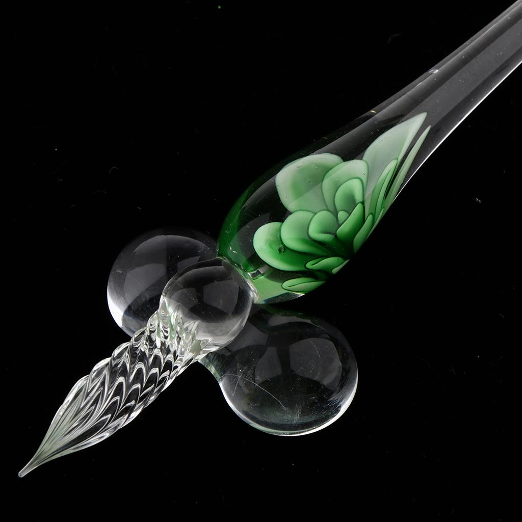 Crystal Glass Dip Pen Signature Pen Pen for School Office Stationery Green