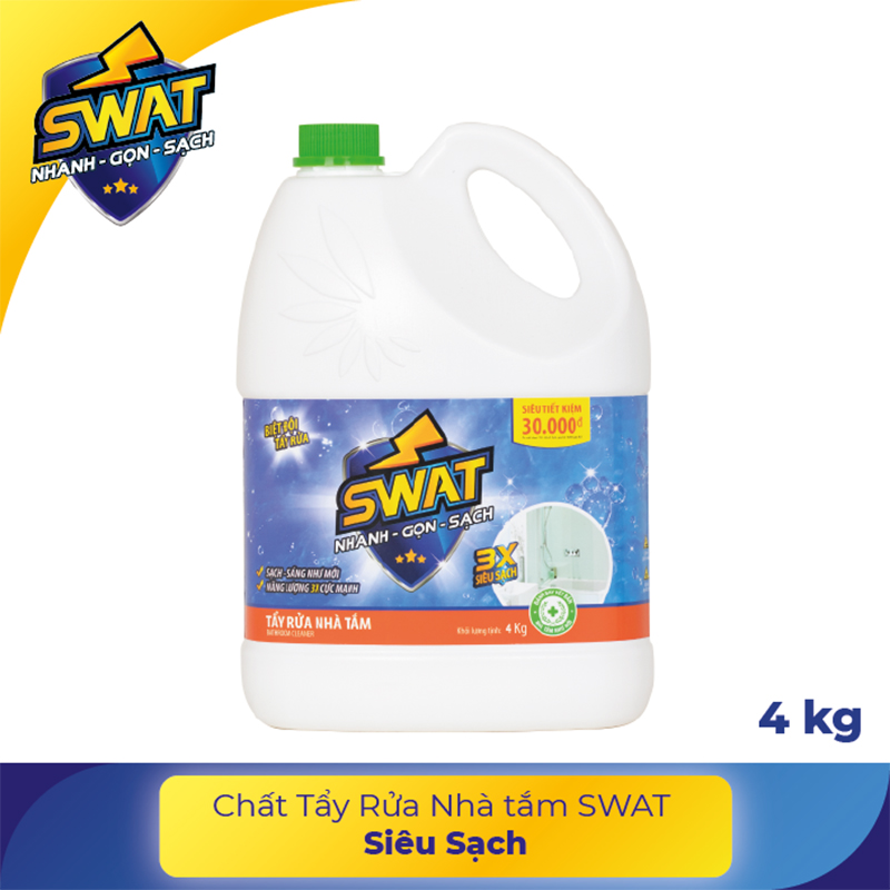 Chất Tẩy Rửa Nhà Tắm Swat Siêu Sạch Can 4Kg Siêu Tiết Kiệm