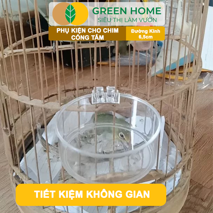 Cóng Tắm Cho Chim GreenHome, Nhựa Mica, Cho Chim Hút Mật, Khuyên, Chòe Đất, Yến,.. Siêu Bền, Nhỏ Gọn