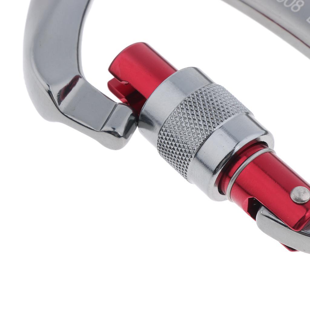 Aluminum D-Ring Screw Locking Carabiner, 25KN, Lightweight, Strong for Climbing Rescue Mountaineering Equipment