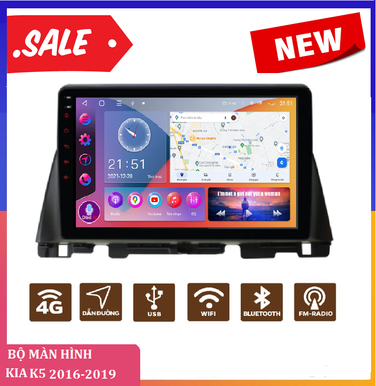 Màn hình DVD ANDROID cho xe ô tô,KIA K5 2016-2019.màn hình 10 inch full HD đa chức năng cho xe ô tô.GỒM mặt dưỡng jack nguồn theo xe.shop còn tặng PM V.I.E.T.M.A.P.S.1