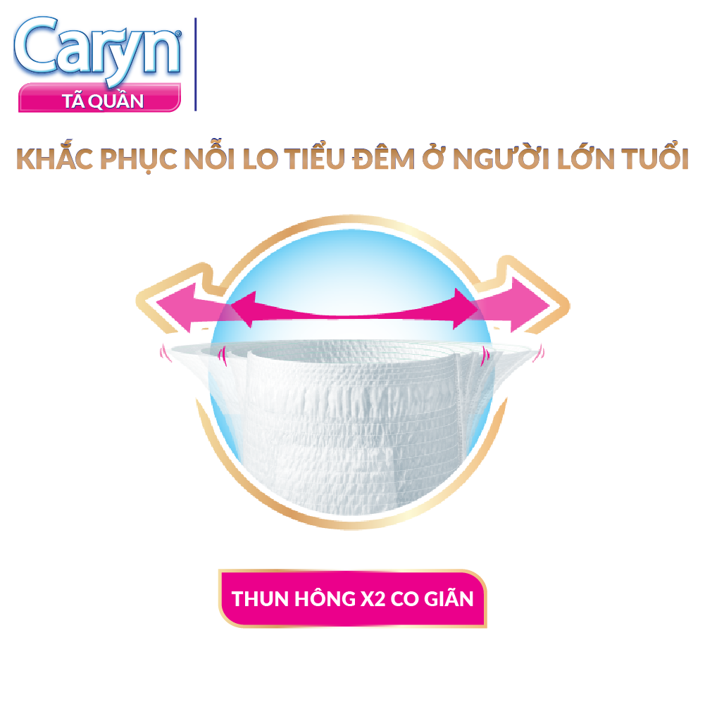 [TẶNG KÈM 2 MIẾNG] Tã/Bỉm Quần Người Lớn Caryn siêu thấm dành Cho Người Già đứng và đi lại được cần người trợ giúp Size L 12 miếng
