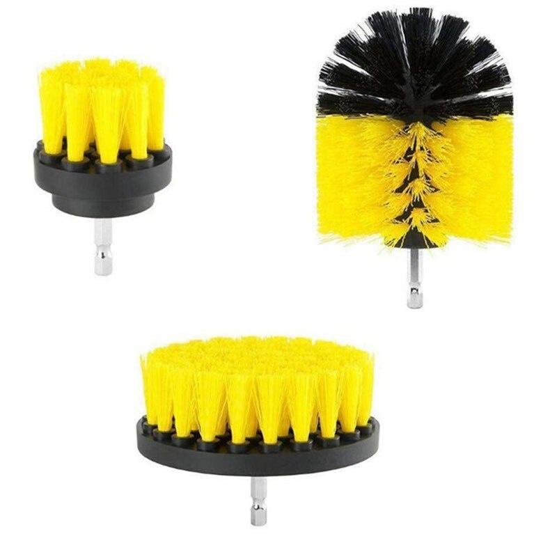 Set 3 đầu cọ tròn bằng nhựa nylon 2/3.5/4'' gắn máy khoan làm sạch xe hơi