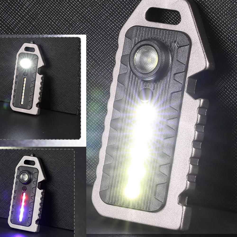 Portable Rechargeable Camping Light Pocket Work Light with 5 Light Modes Emergency Whistle Window Breaker Bottle Opener