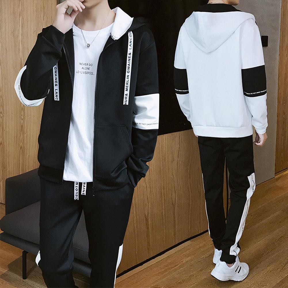 Men Zipper Hoodie Coat + Sports Pants 