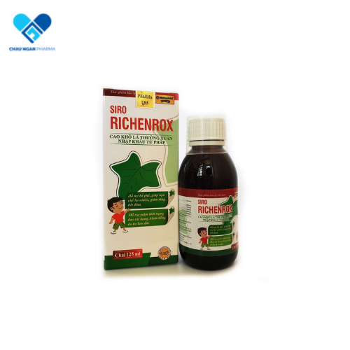 Siro ho cho bé RICHENROX giảm ho, tiêu đờm, viêm họng, viêm phế quản chai 125ml thành phần từ Cao lá thường xuân, húng chanh