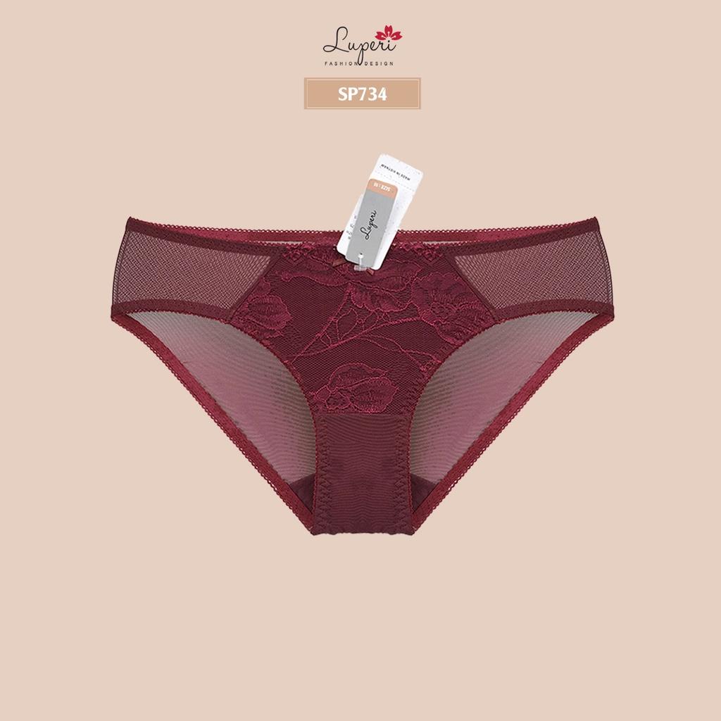 Quần Lót Nữ Ren Phối Lưới LUPERI SP734 Bikini Cạp Vừa quần lót mềm mịn co giãn thoáng khí kháng khuẩn khử mùi rất tốt