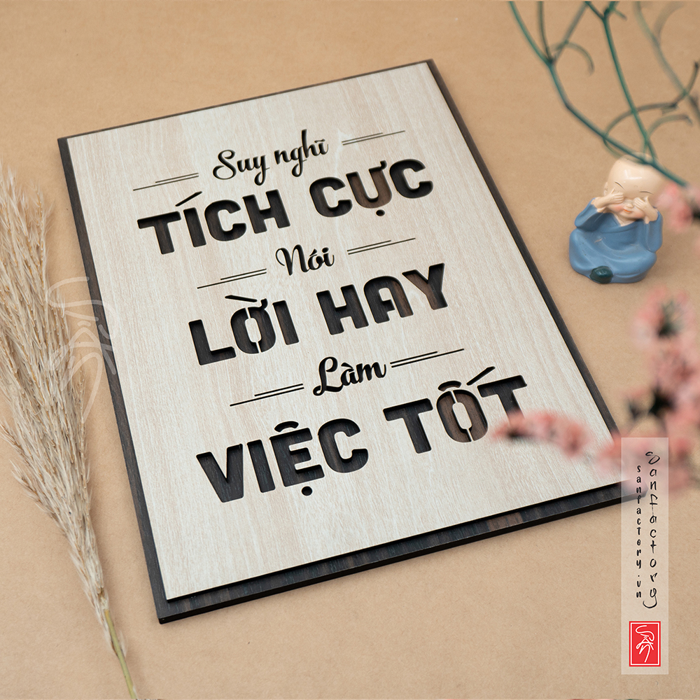 Tranh chữ slogan SAN-TR08: Suy Nghĩ Tích Cực, Nói Lời Hay, Làm Việc Tốt