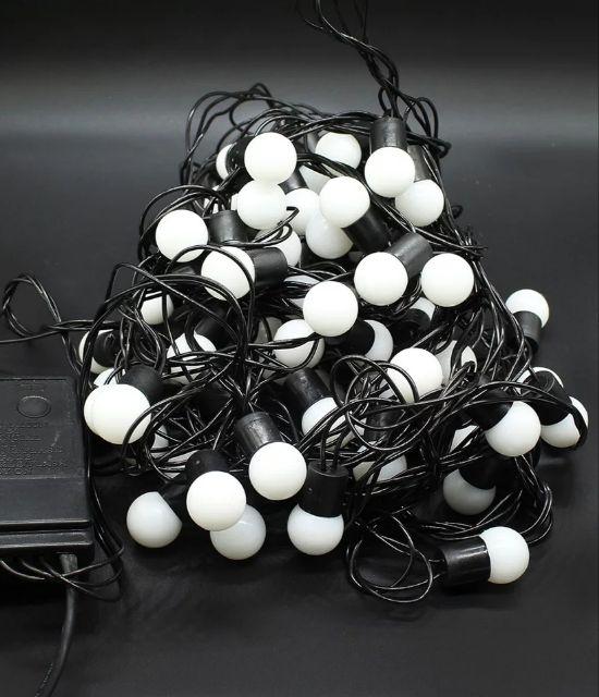 Dây bóng led trang trí  cherry ball 7.5m - 40 quả bóng trắng bi trắng nhựa cao cấp đẹp