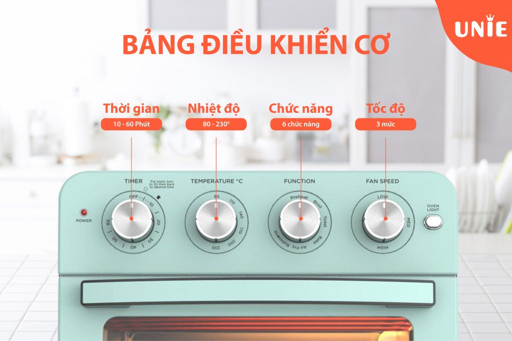 Lò Nướng Kiêm Nồi Chiên Không Dầu Unie Q37 Tiêu Chuẩn Đức Công Suất 1700W Dung Tích 25L- Hàng Chính Hãng