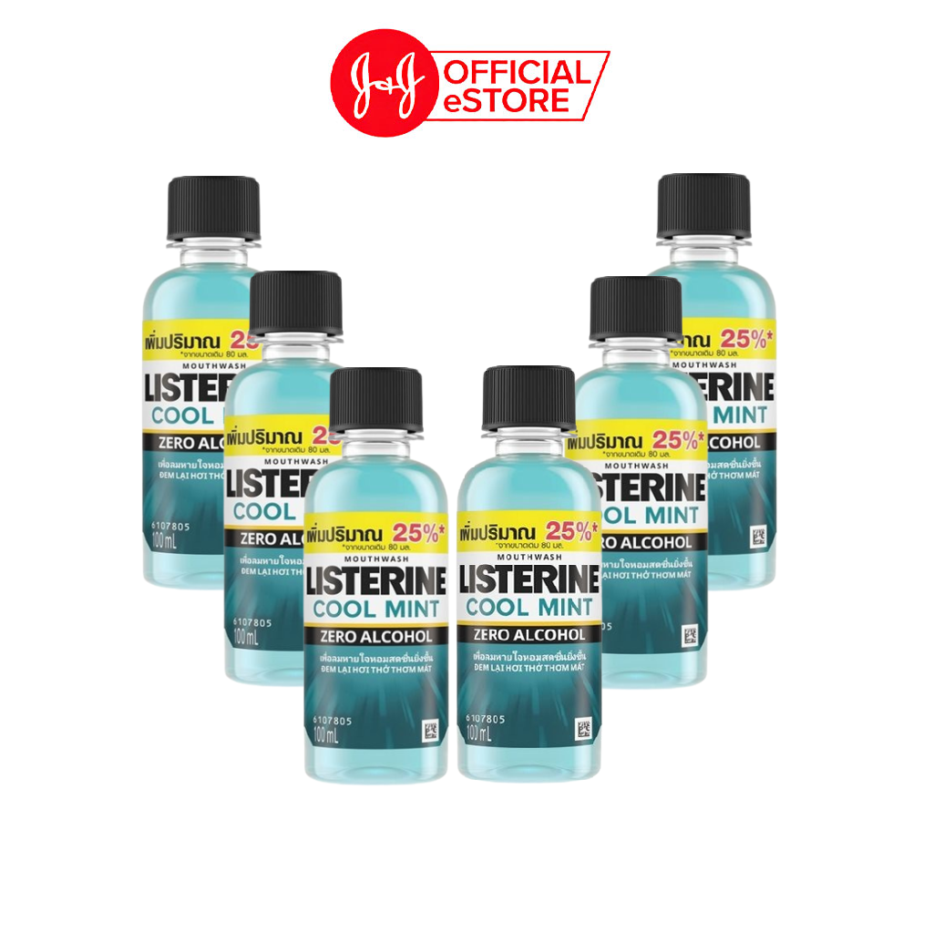 Bộ 6 Chai Nước Súc Miệng Giữ Hơi Thở Thơm Mát Không Cay Listerine Cool Mint Zero - Dung tích 100ml/chai