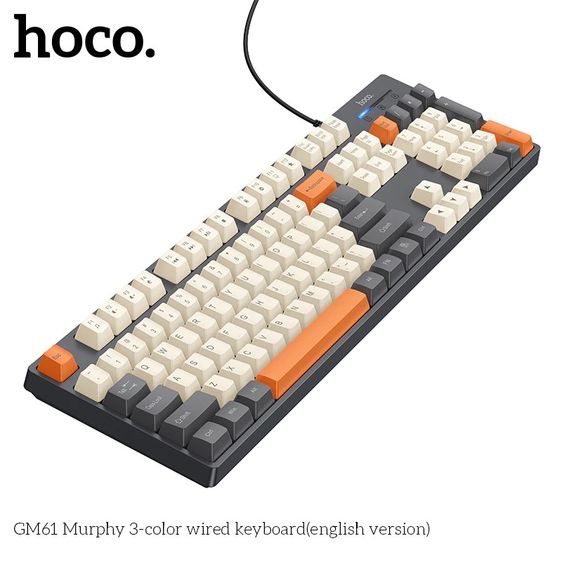 Bàn Phím Có Dây 3 Màu HOCO GM61 Phiên Bản Tiếng Anh, Thiết Kế Công Thái Học, Làm Văn Phòng Chơi Game, Với 104 Phím Nút Nhiều Màu Sắc - Hàng Chính Hãng