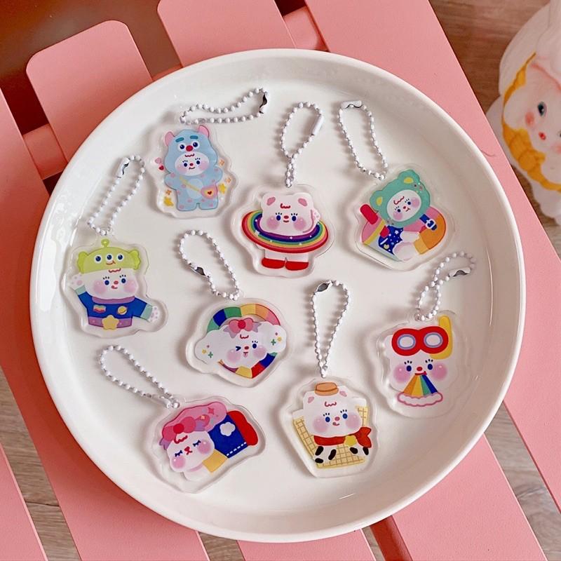 Móc khoá dễ thương đa năng Fluffy Bear - Móc khoá phụ kiện trang trí ví Almost Blue Binder Balo Airpod Planner- keychain