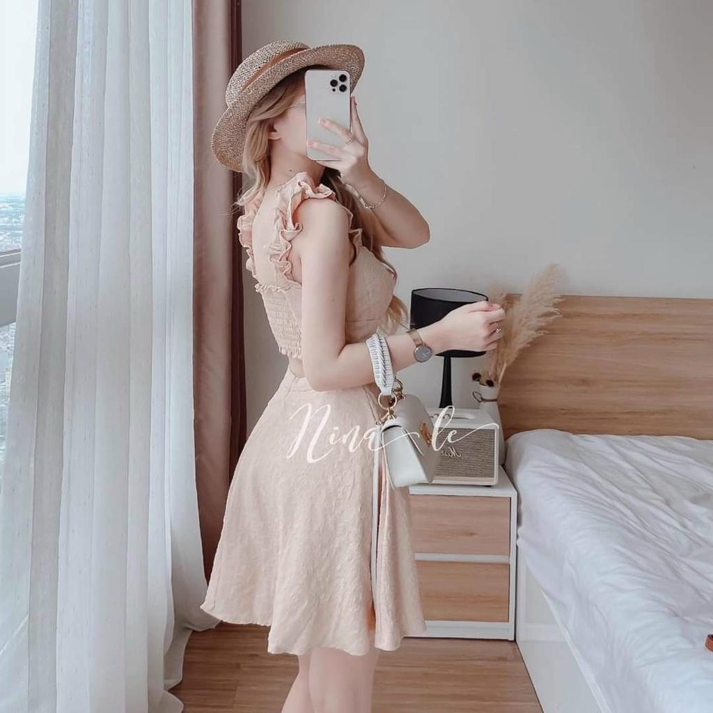 Đầm xoè 2s bèo mocking mặt sau lưng co giãn