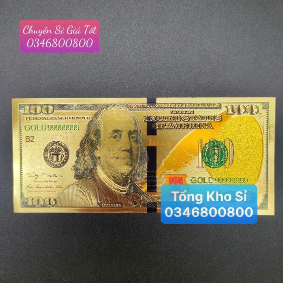 Tờ Tiền Kỉ Niệm 100 Đô Plastic (100 USD) Mạ Vàng Lì Xì Tết May Mắn