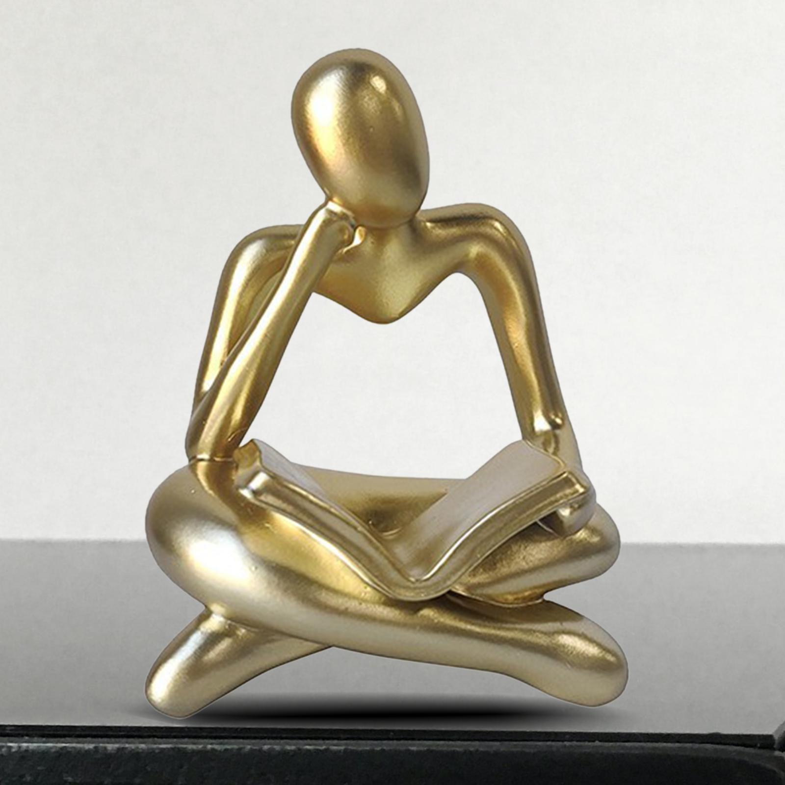 Abstract Thinker Statue Tabletop Decorative Sculpture for  Decor White