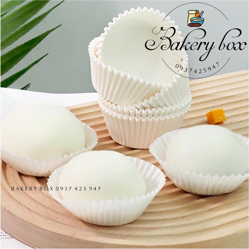 1 Cây Cup Giấy Mềm Trắng Nướng Bánh - Lót Bánh Bao Hấp