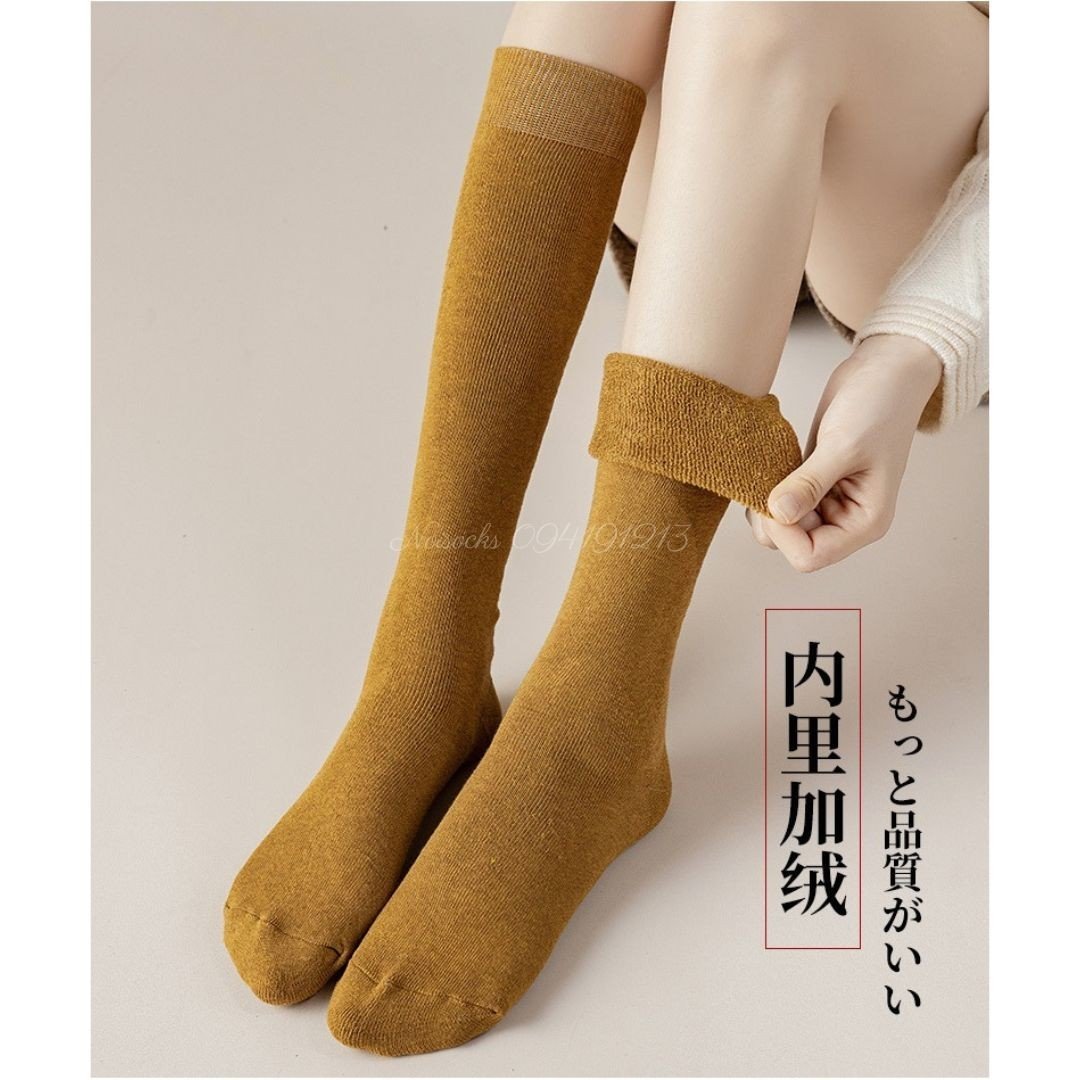 Tất đùi len dệt, tất bắp chân dày dặn giữ ấm chống tụt, tất giả boot Mẫu Mới Thu Đông Phong Cách Nhật Bản