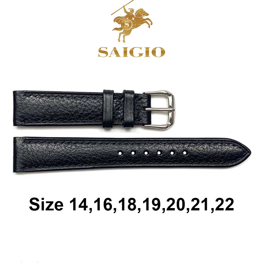 Dây Đồng Hồ Da Bò Thật 100%, Kiếu Cổ Điển, Cao Cấp - Sang Trọng, Mặt Lót Chống Thấm Mồ Hôi, Tích Hợp Lớp Gia Cố Chống Giãn Đặc Biệt, Phụ Kiện Khóa và Chốt Bằng Thép Không Gỉ 316L, Nhiều Màu, Nhiều Size - Hàng Chính Hãng SAIGIO