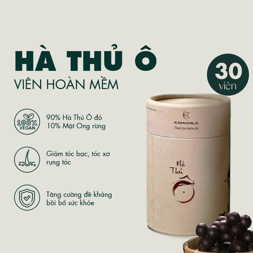 Hà Thủ Ô Đỏ Viên Hoàn Mềm  Kamamila Hỗ trợ giảm tóc bạc, giảm rụng tóc, tăng cường sức khoẻ - Phiên Bản Trải nghiệm Hộp 30 viên