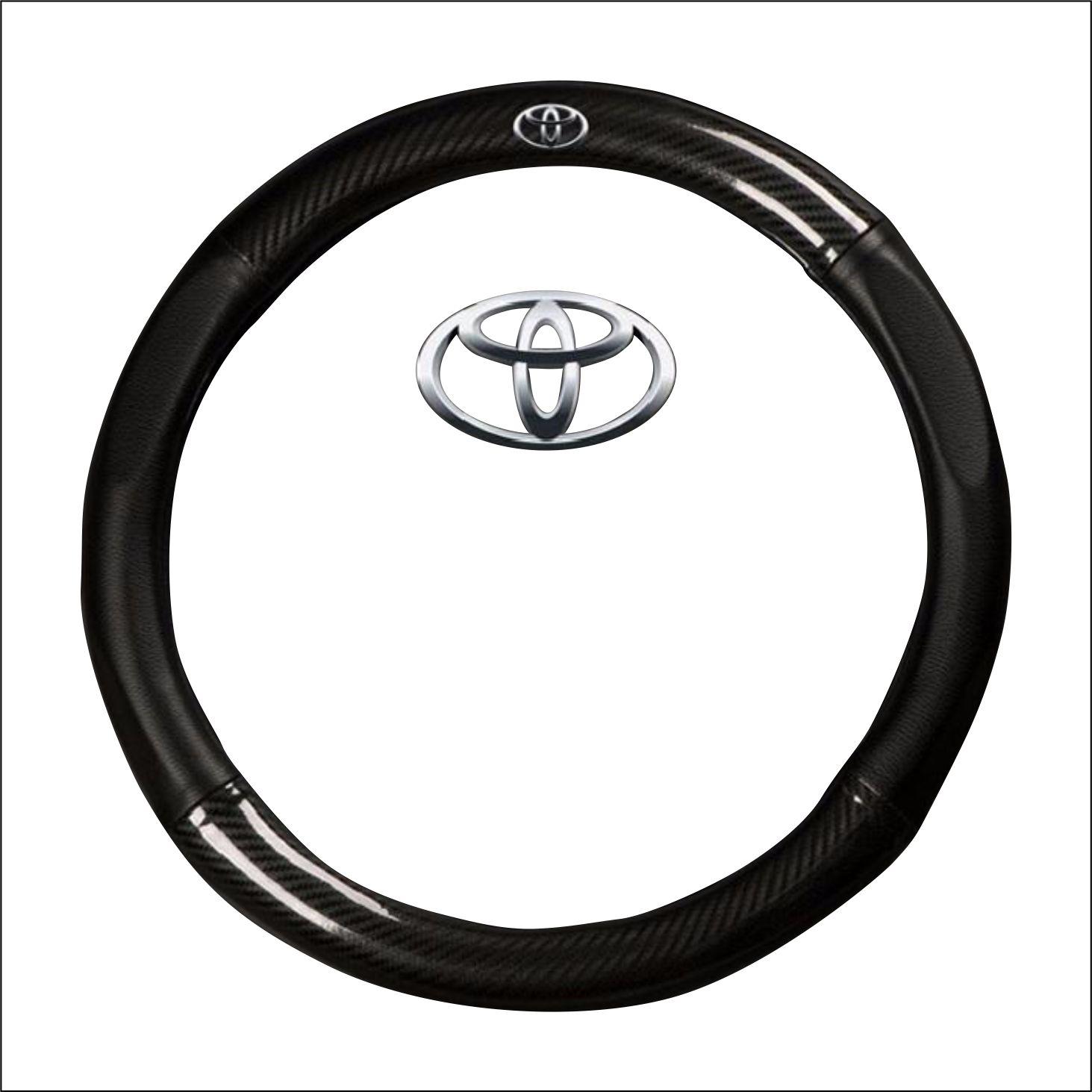 Bọc vô lăng tay lái ô tô da vân Carbon 4S logo TOYOTA cao cấp