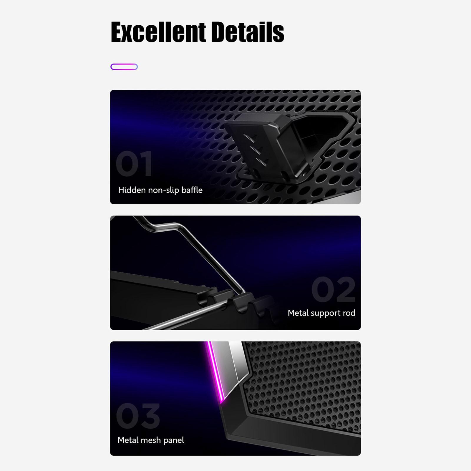 Gaming RGB Laptop Cooler Stand Cooling Pad for 12 to 18" Notebook