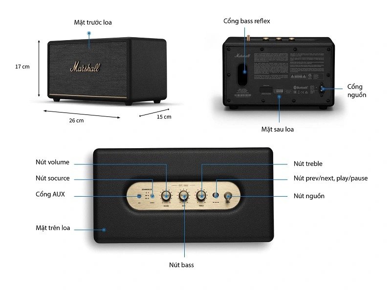 Loa Bluetooth Marshall Action 3 (III) - Hàng Chính Hãng ASH