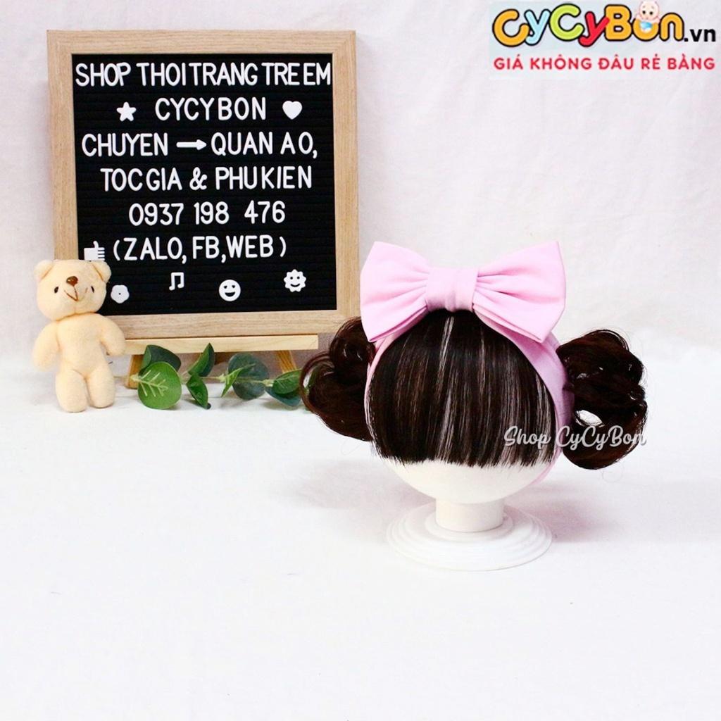 Băng Đô Turban Tóc Giả Cho Bé Gái Thun Cotton Nơ Hồng Phấn Kèm Tóc Mái Và Tóc Giả 2 Bên - Có Đủ Size Kể Cả Sơ Sinh !