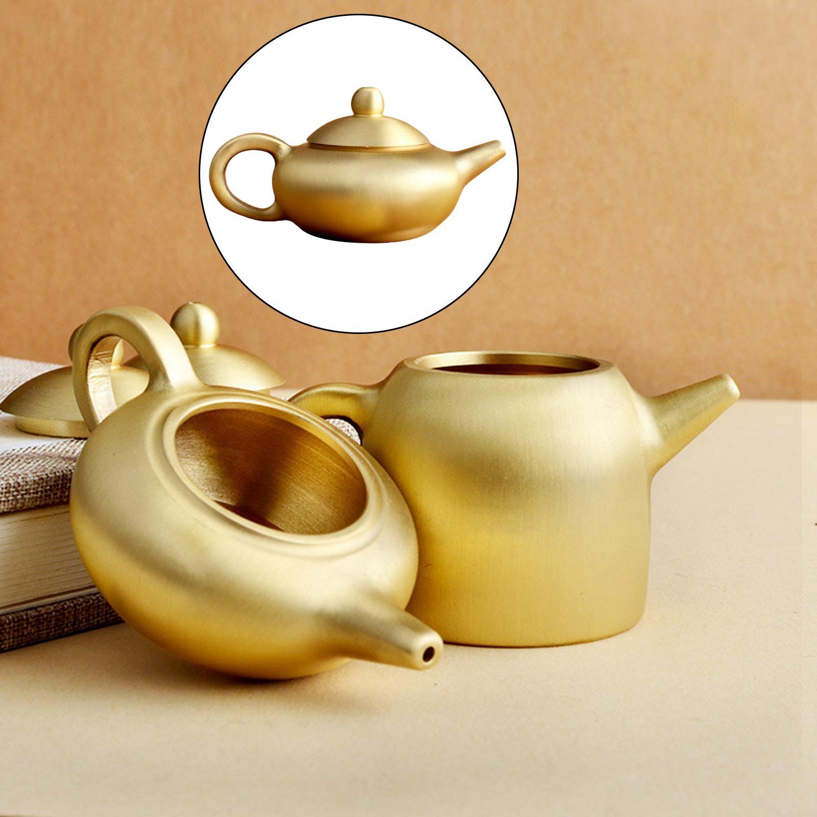 Brass Teapot Figurines Crafts Copper Kettle for Furniture Table Office
