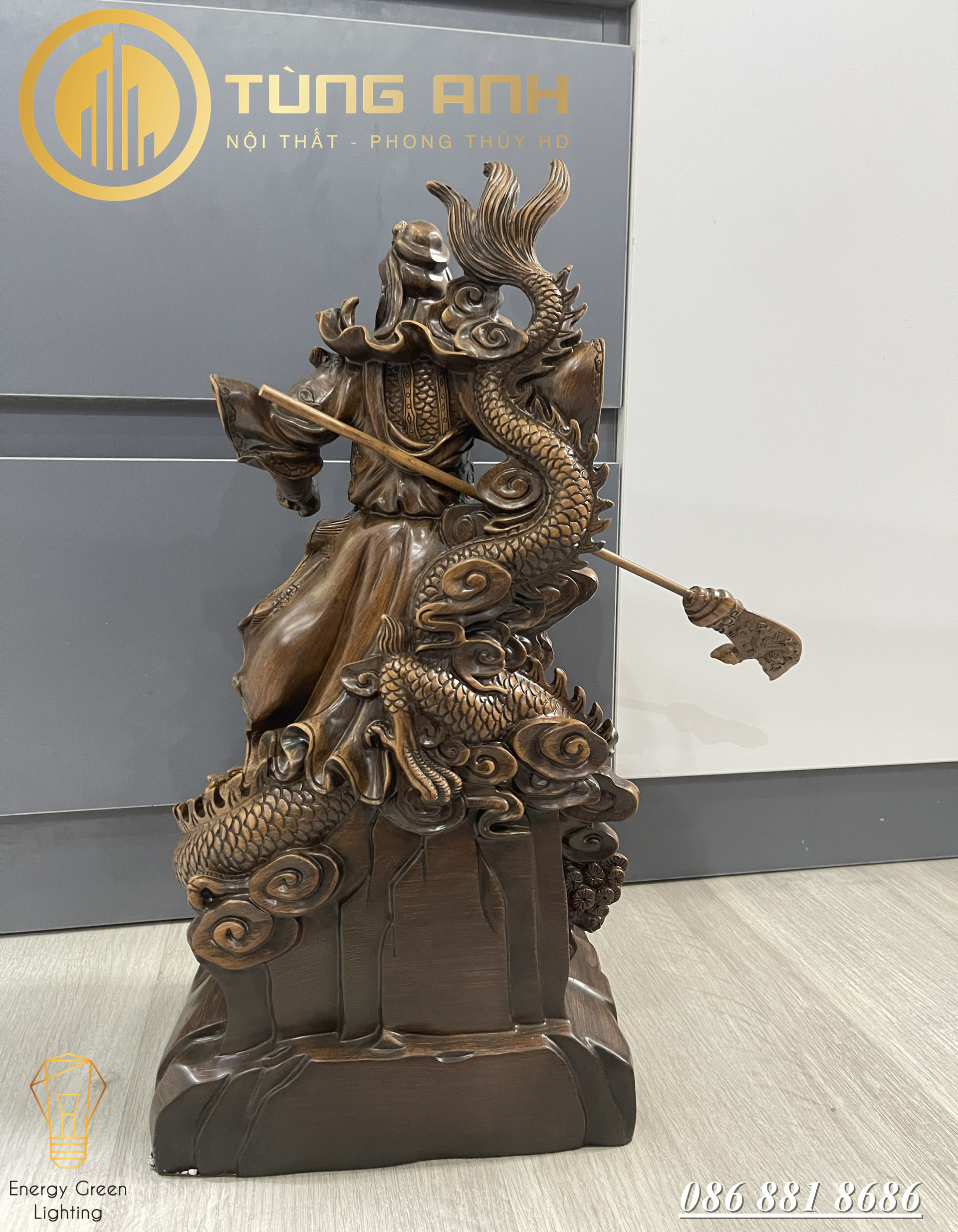 Tượng Quan Công Cưỡi Rồng Uy Nghiêm Size 63cm - Phong Thủy Mang Lại Sự Thịnh Vượng, Trí Tuệ Và Tiền Bạc Trong Kinh Doanh - Có Video