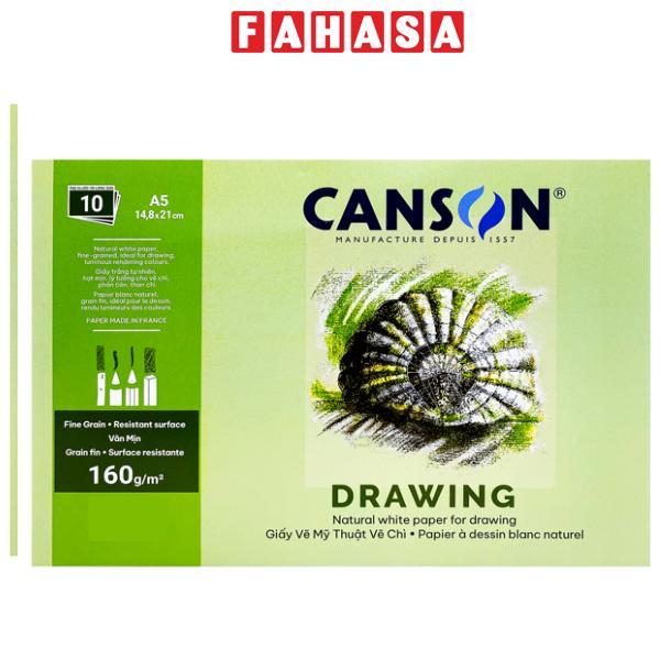 Giấy Vẽ Mỹ Thuật Vẽ Chì Canson A5 - 160gsm 10 Tờ