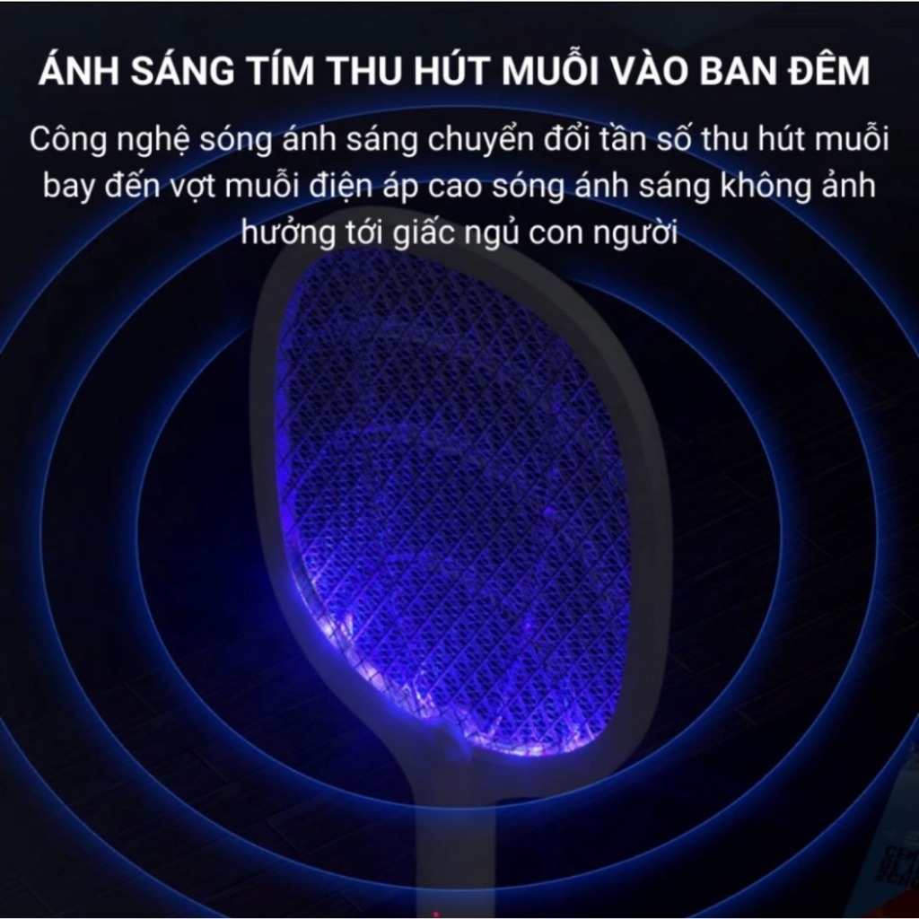 Vợt Muỗi Thông Minh Kiêm Đèn Bắt Muỗi Tự Động 3in1, Vợt Bắt Muỗi Đa Năng Sạc USB - Hàng Nhập Khẩu