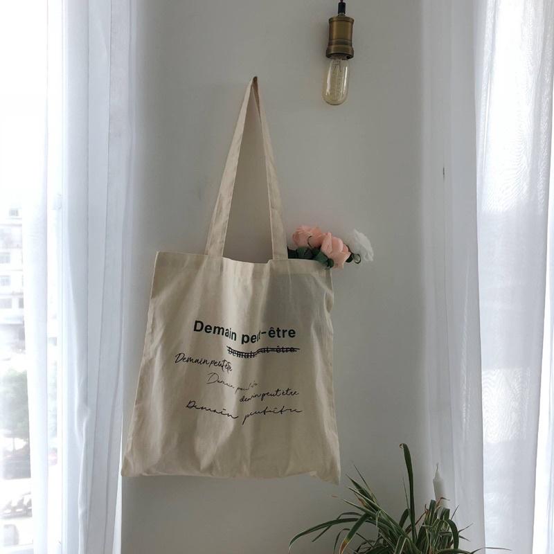 Túi tote canvas vải túi tote vải trắng ngà ulzzang vintage