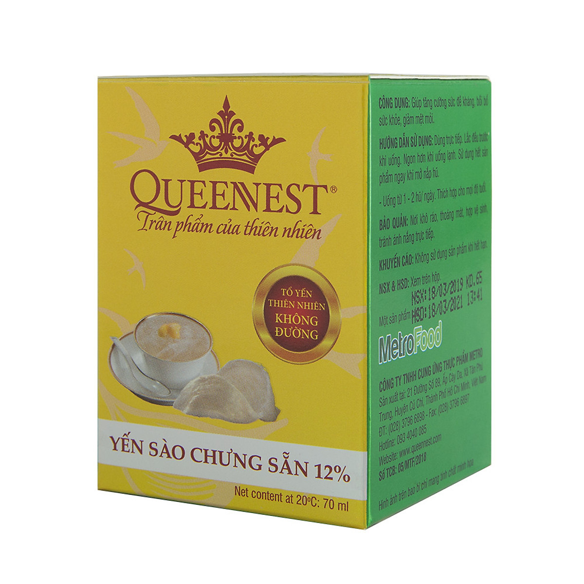 Yến sào chưng sẵn QUEENNEST 12% (Hũ 70ml)