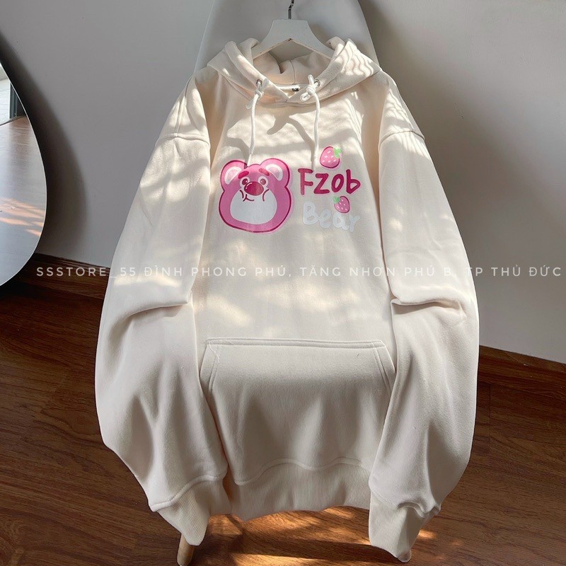 Áo Hoodie Chữ Fzob BEAR GẤU Phối Túi Cặp Đôi Nam Nữ Siêu Xinh - FREESHIP -  Khoác Nỉ Có Nón Mũ 2 Lớp Rộng Unisex