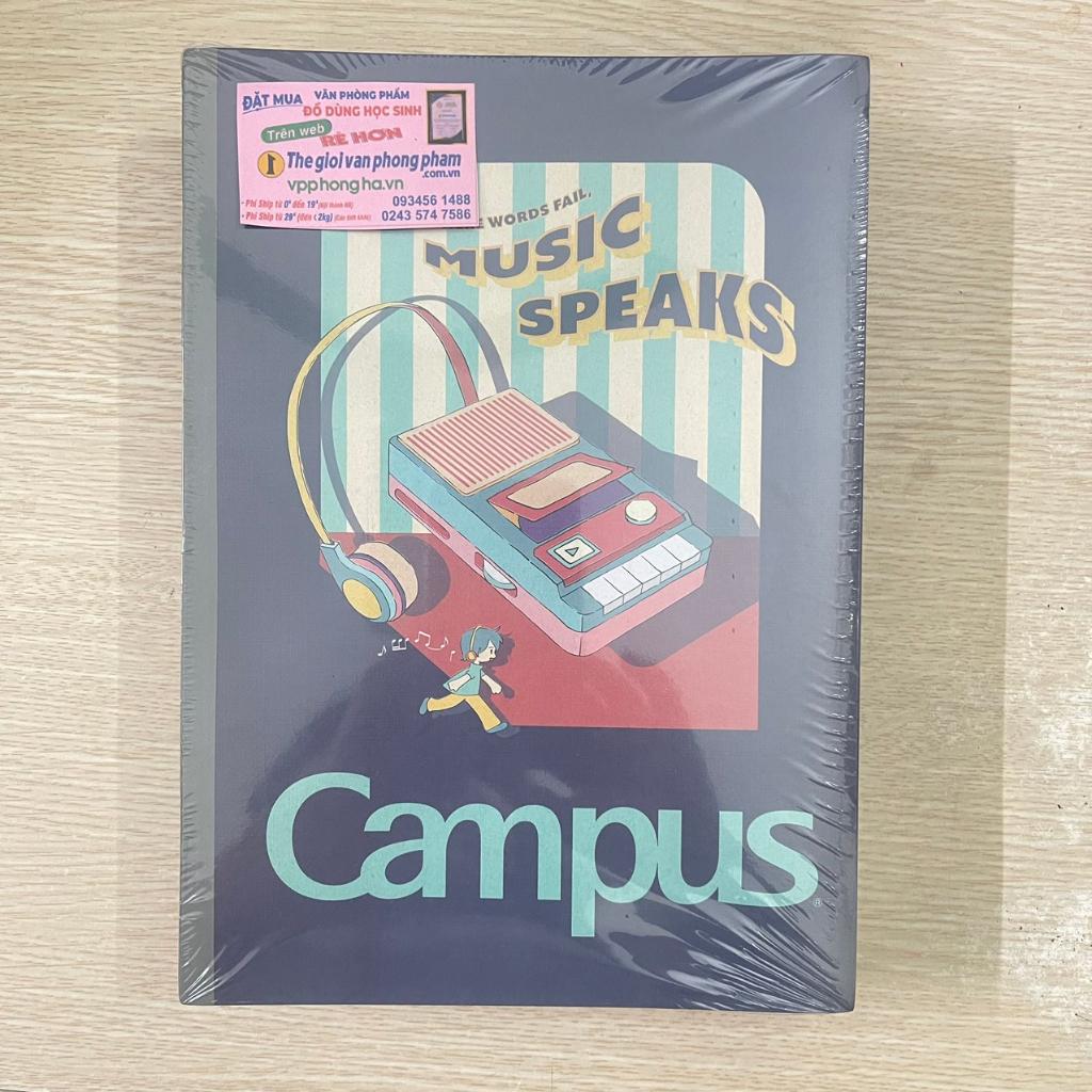 Vở campus RETRO 200 trang dòng kẻ ngang có chấm - Mua 5 quyển tặng bút nhớ dòng