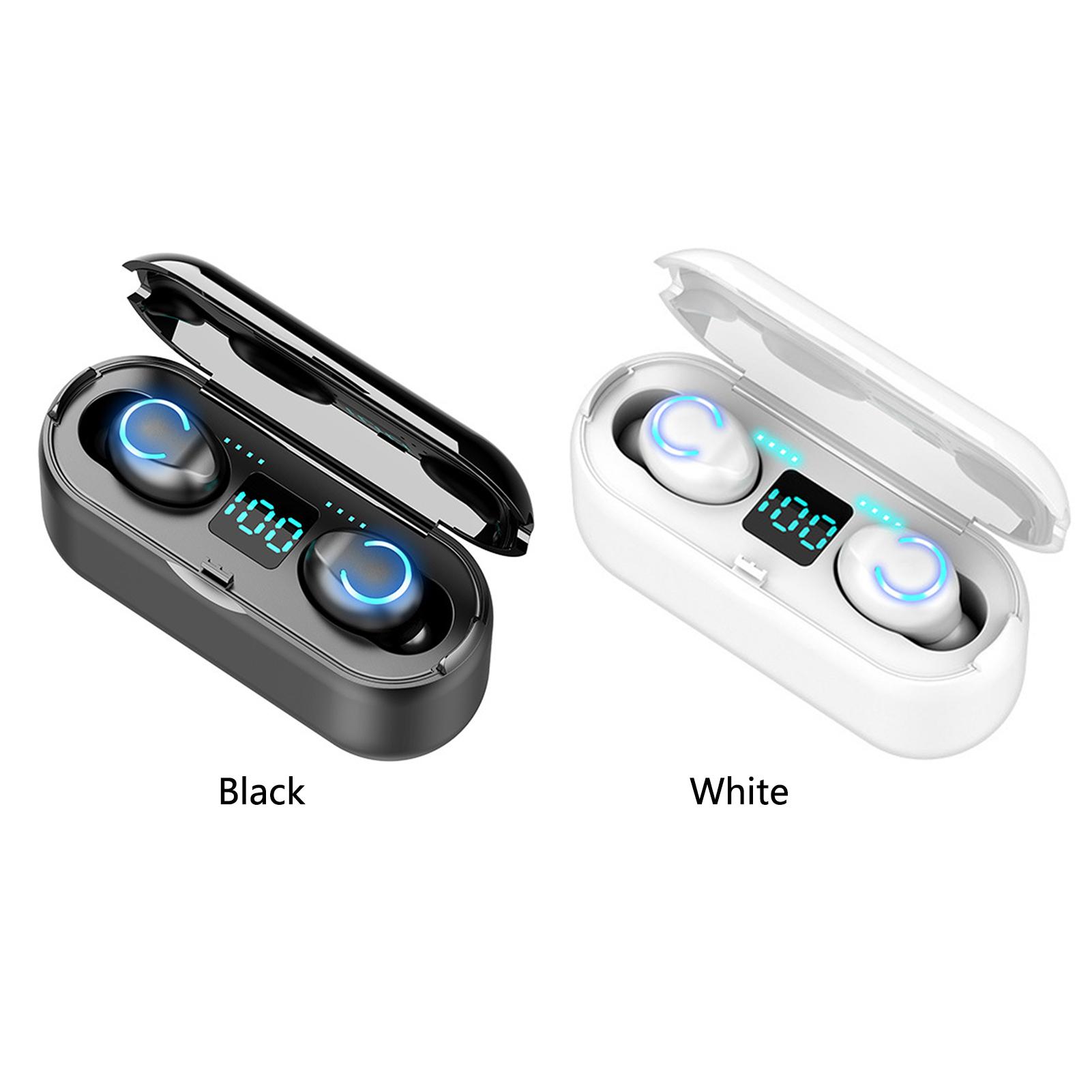 Tai nghe không dây F9 BT5.0 Điều khiển cảm ứng giảm tiếng ồn ánh sáng dịu mát IPX7 Chống nước Hộp sạc 1200mAh Màn hình nguồn