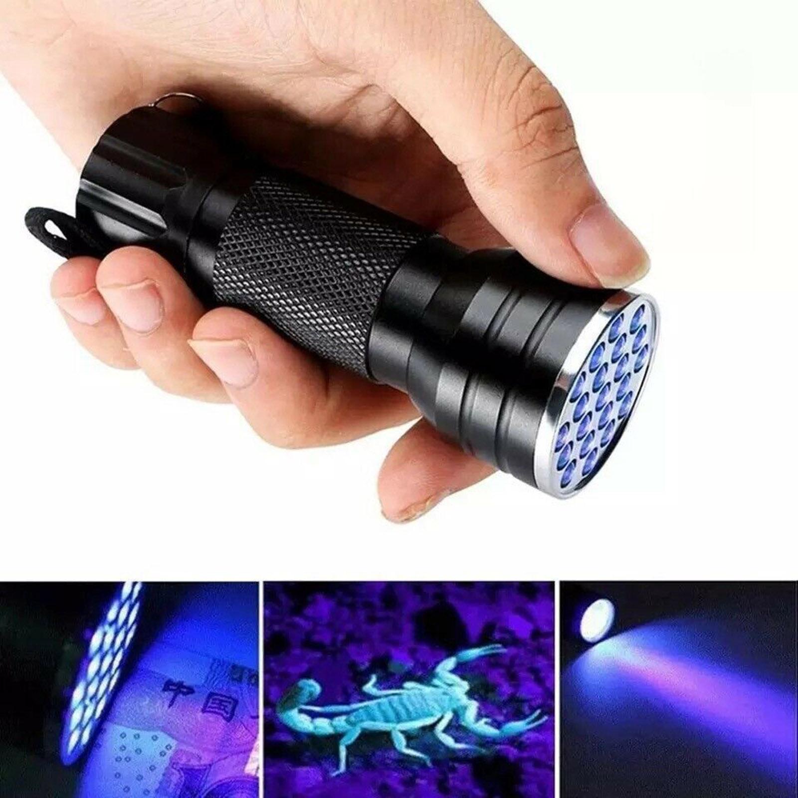 21 LEDs 395nm UV Flashlights Detector for Pets Urine & Stains Battery Powered Multi-functional Mini Handheld Flashlight